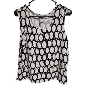 R&K Black White Sleeveless Tank Top Plus Size 18 Geometric Casual Summer Top